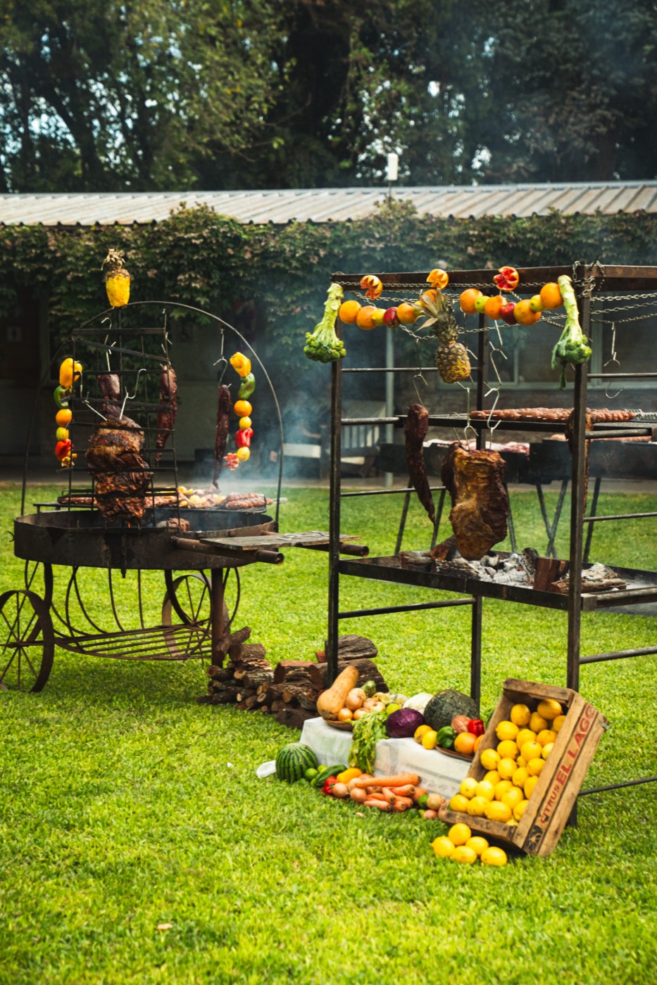 Show de fuegos: asado al asador y a la estaca